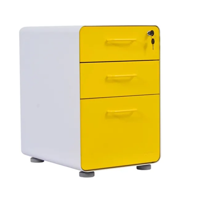 Metal 3 Drawers Filing Cabinet with Wheels 1