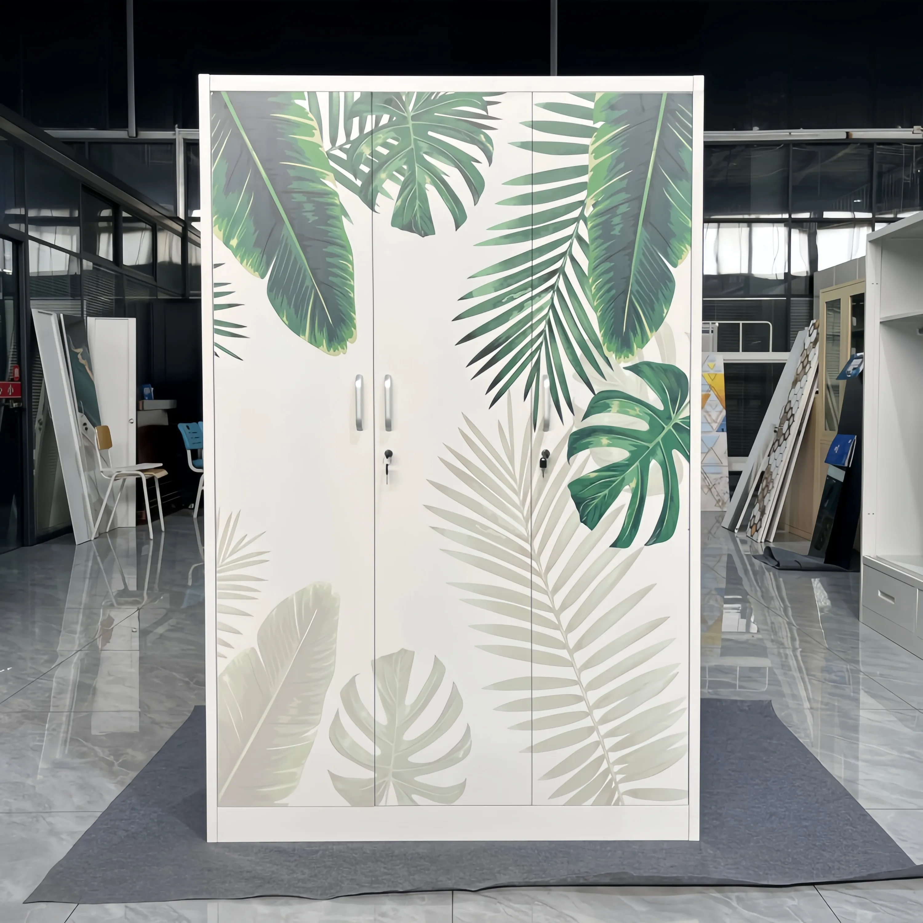 3 Door Printed Wardrobe Scene 1