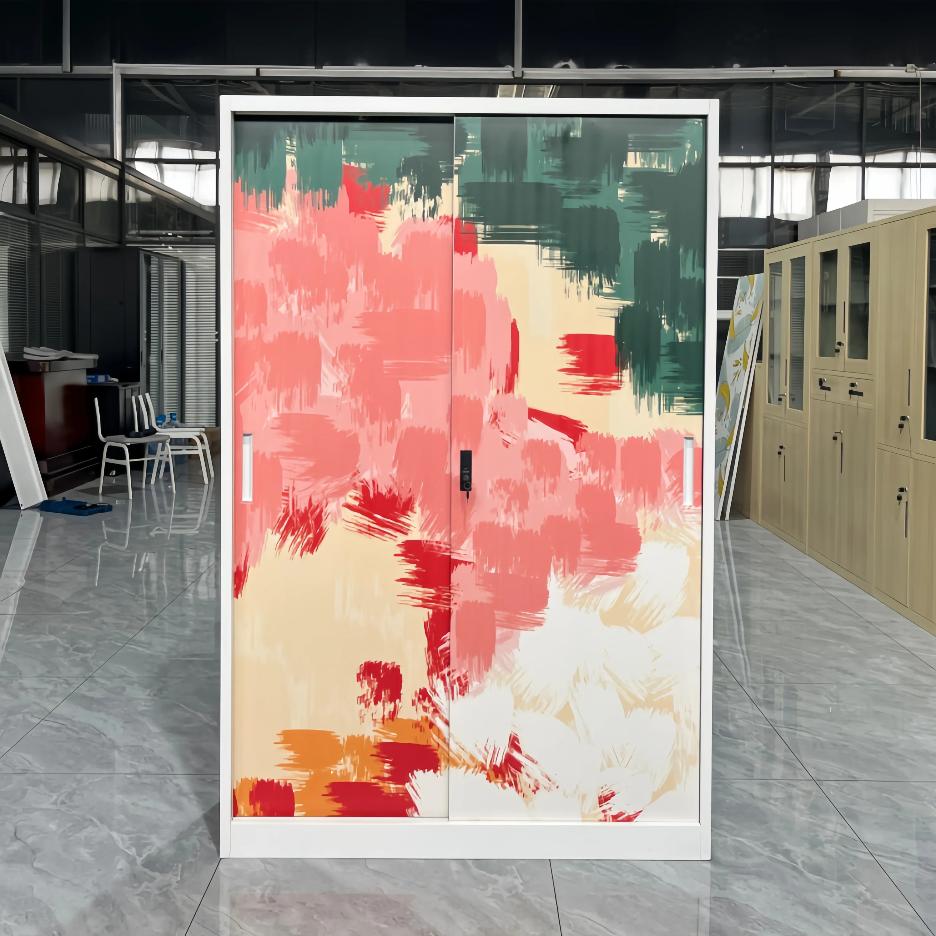 Lovely Pink Color 2 Silding Door Wardrobe Scene 1