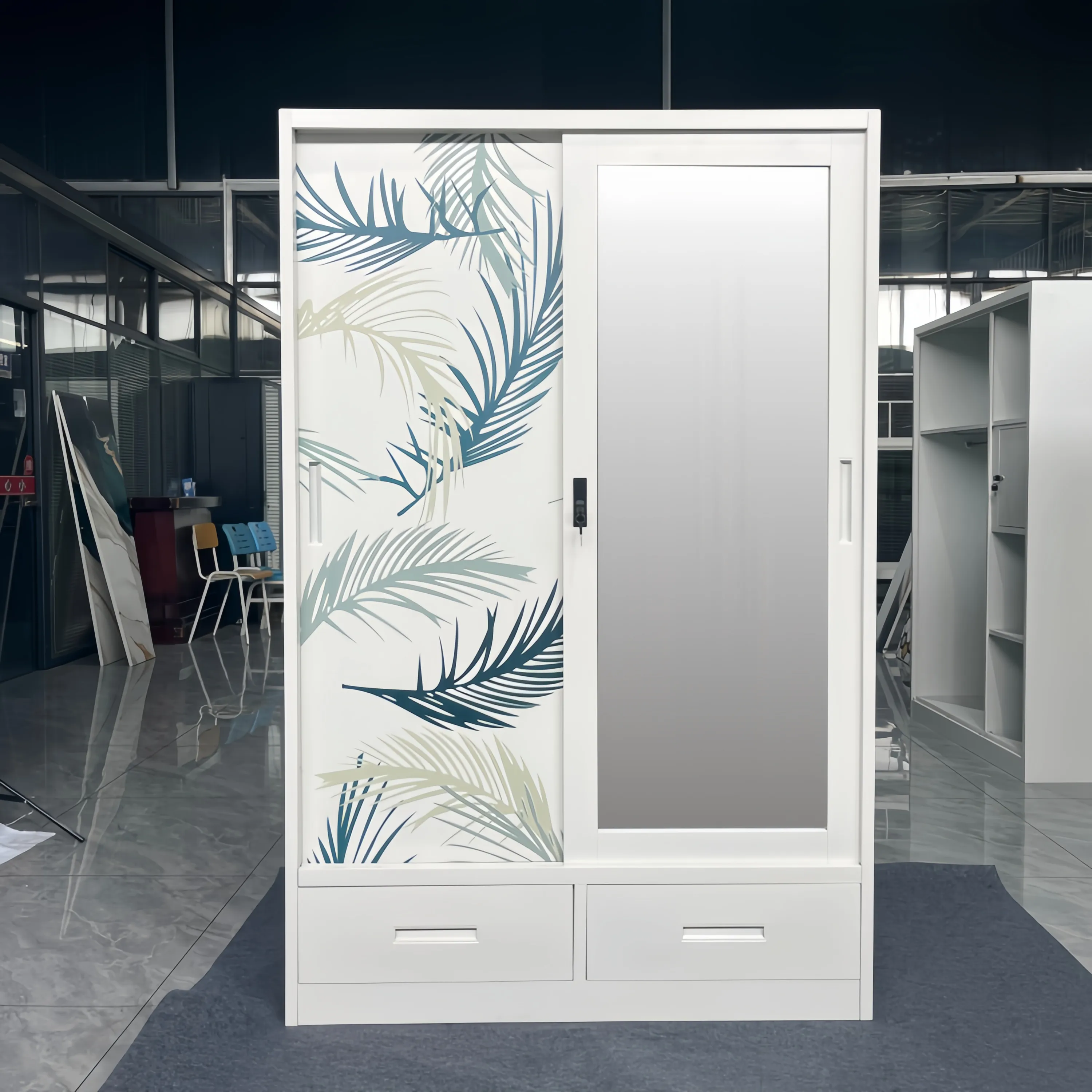 2 Silding Door Metal Wardrobe Scene 1