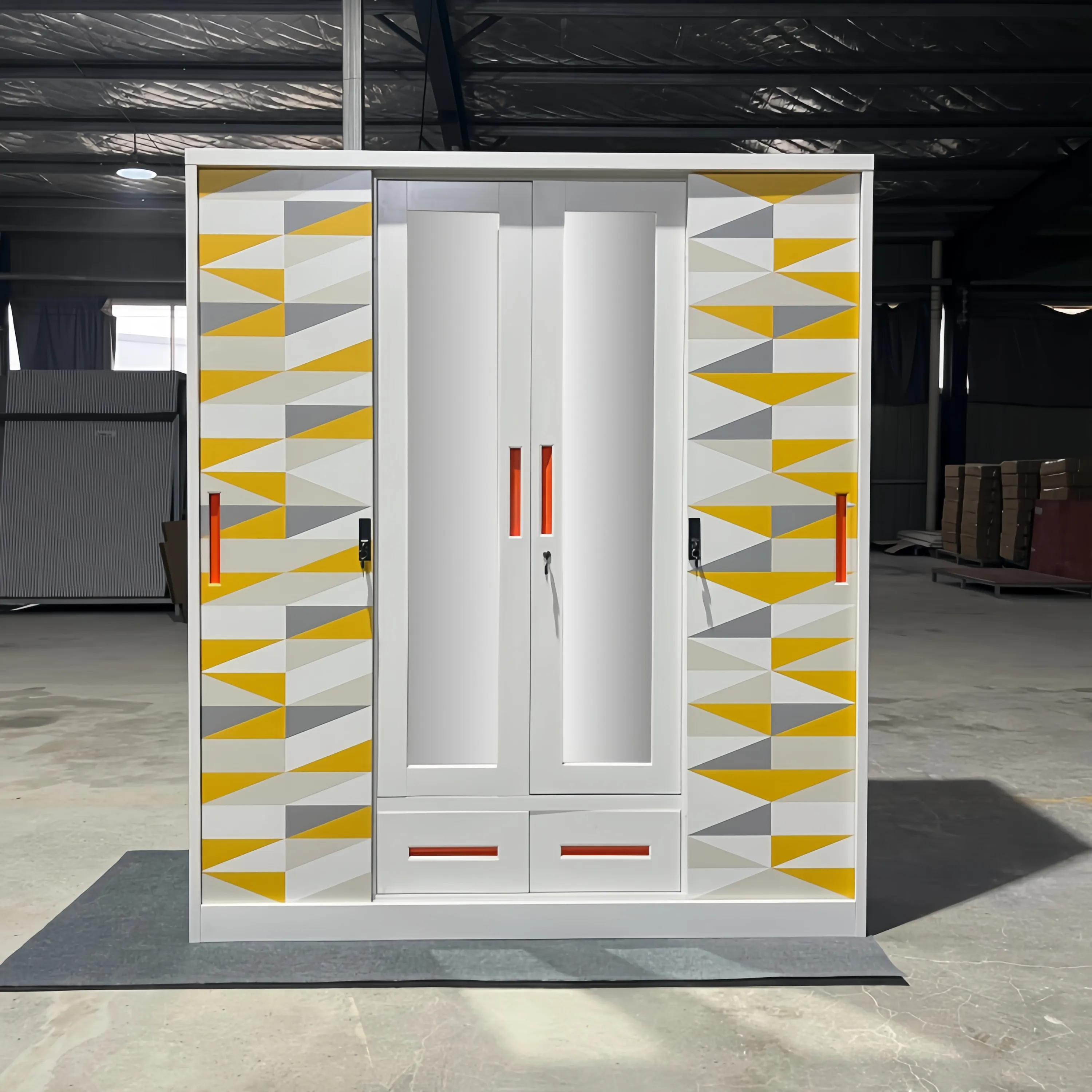 Steel 4-Door New Design Wardrobe With 2-Drawer 1