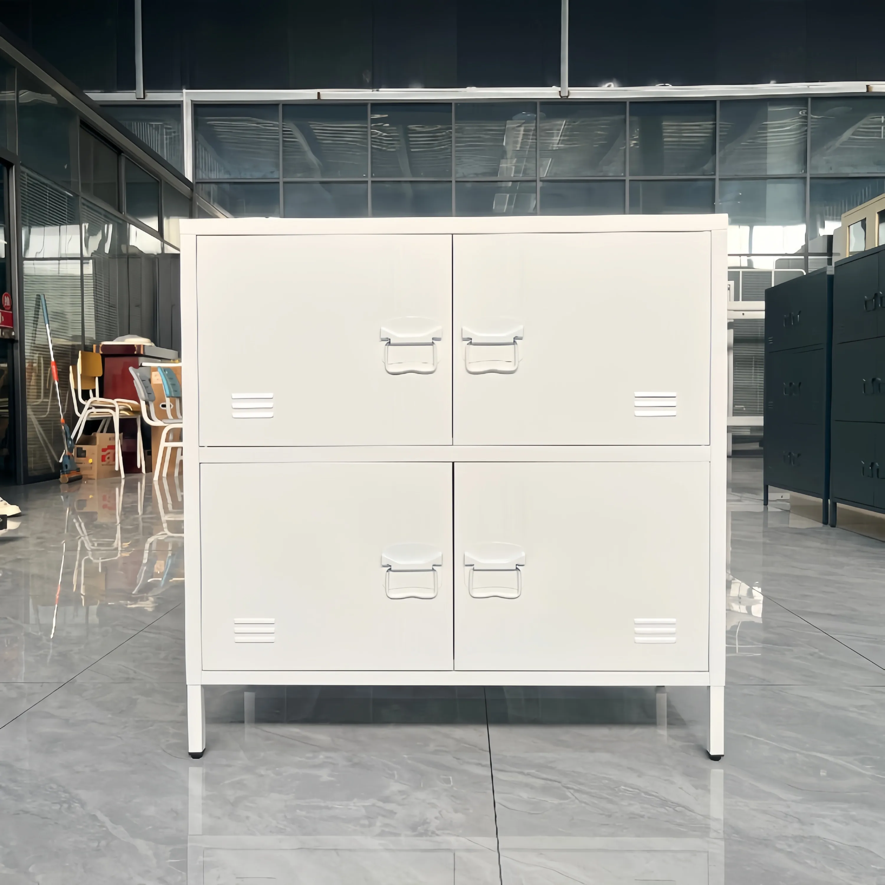 White High Foot 4 Doors Low Cabinet 1